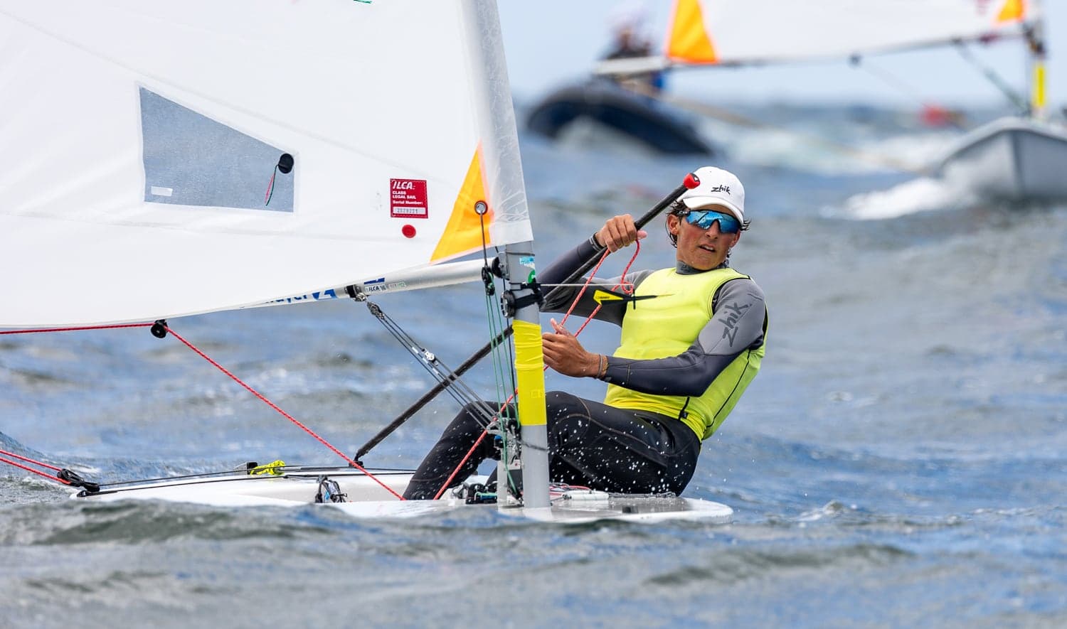 Carlos Charabati racing at the ILCA 4 Youth World Championship